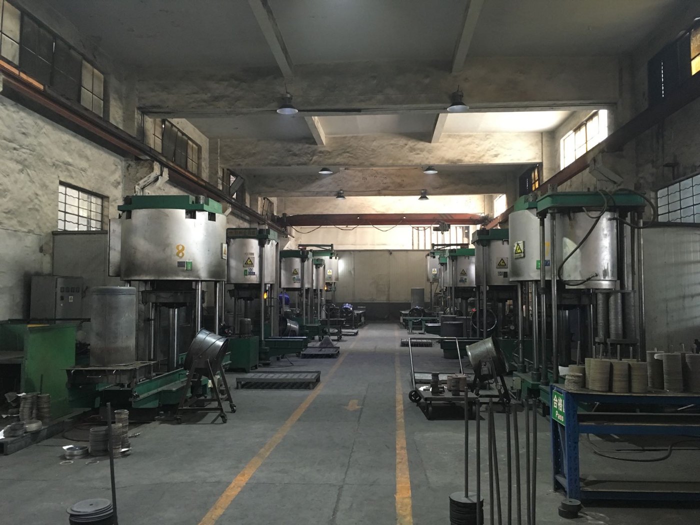 Row of hot-press sintering furnaces in the diamond blade plant